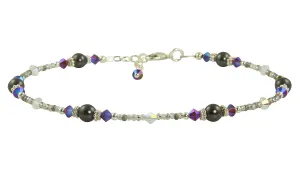 Shimmering Gray Crystal Beaded Anklet