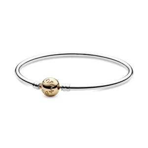 Silver bangle with 14k clasp