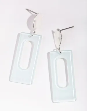 Silver Square Acrylic Drop Earrings