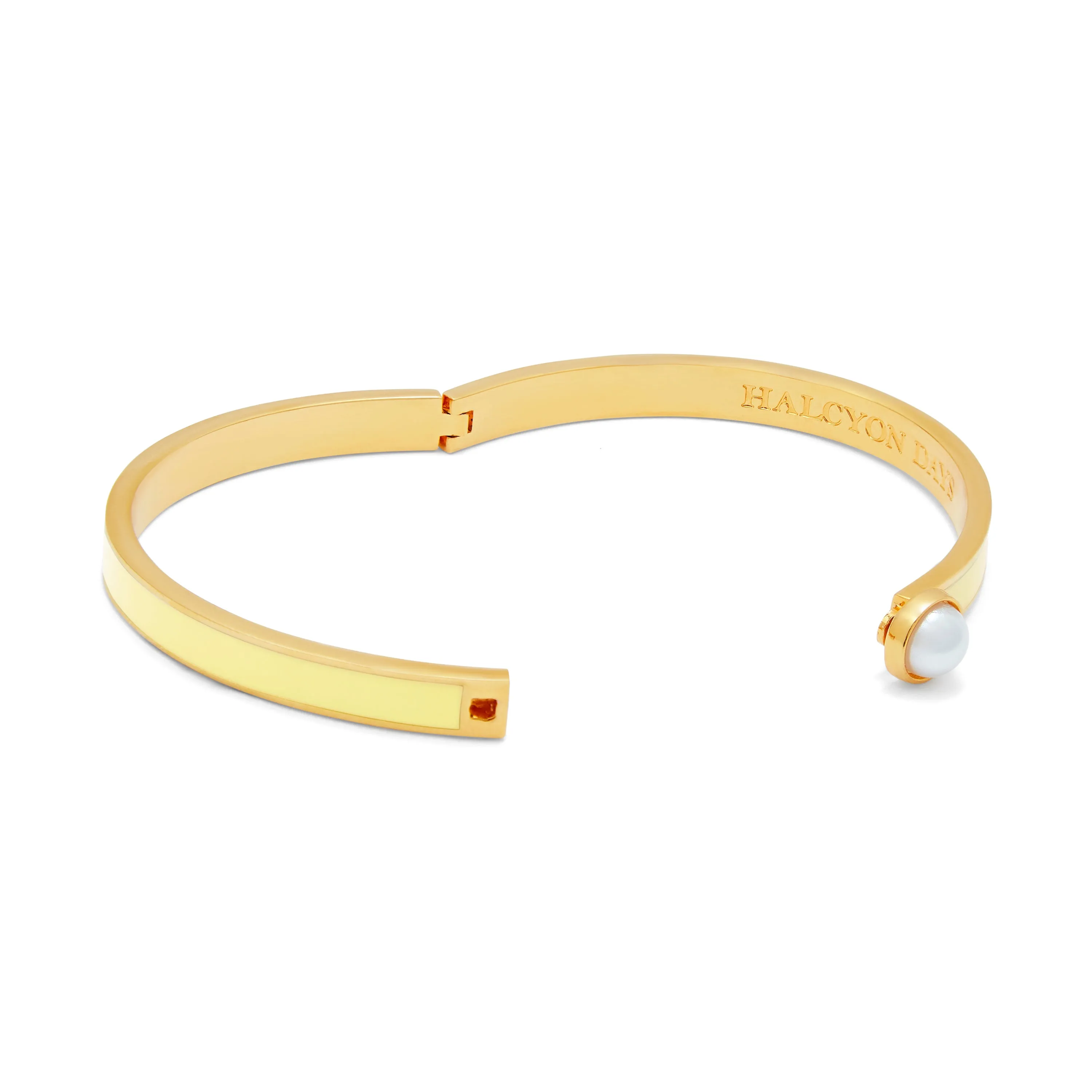 Skinny Cabochon Pearl Buttercup & Gold Bangle