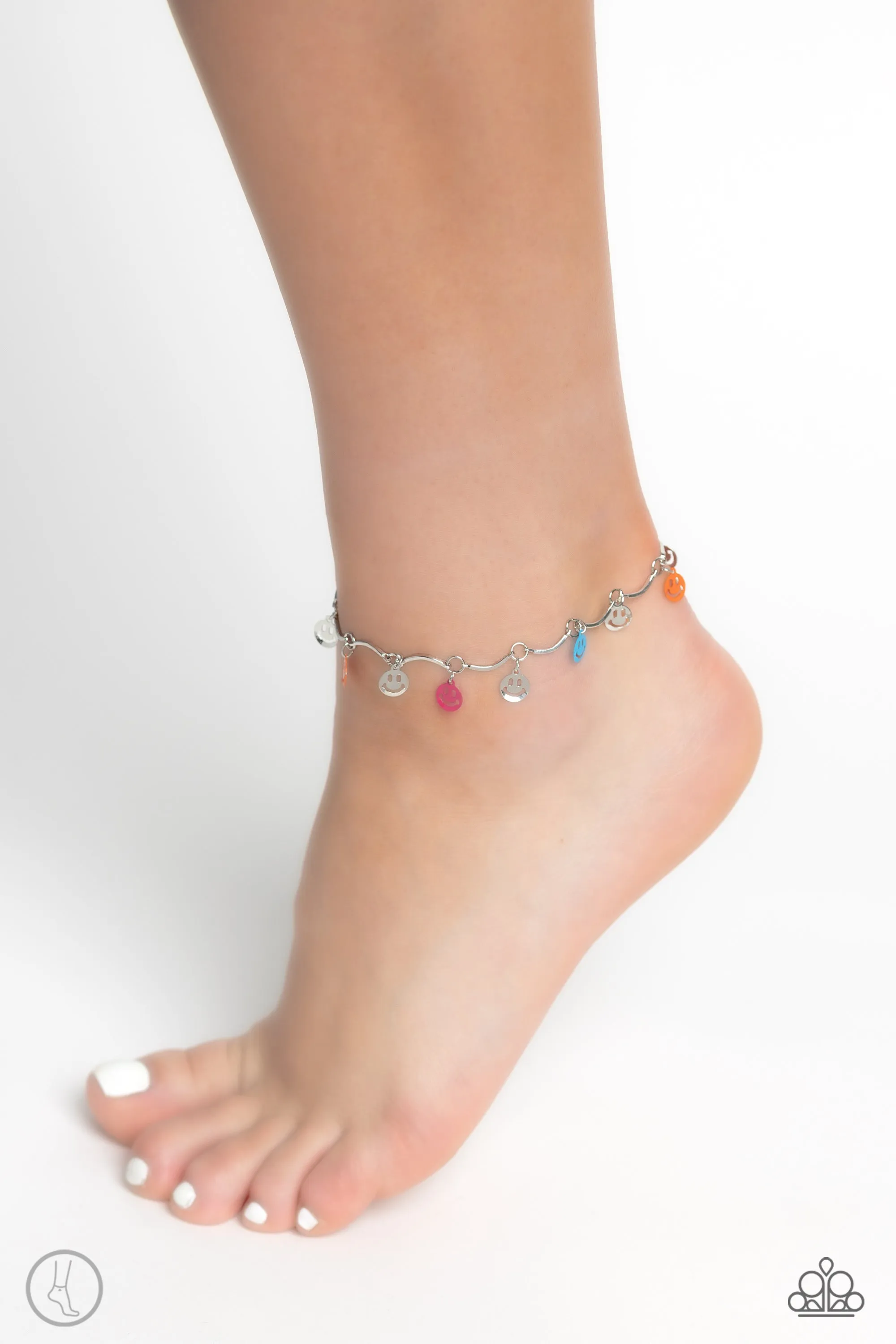 Smiley Sensation - Multi Colored Anklet - Paparazzi Accessories