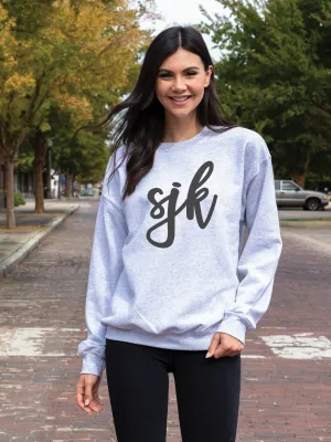 Solid Color Monogram Sweatshirt- Grey