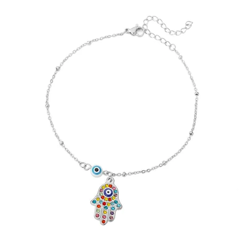 Stainless Steel Evil Eye Anklets For Women