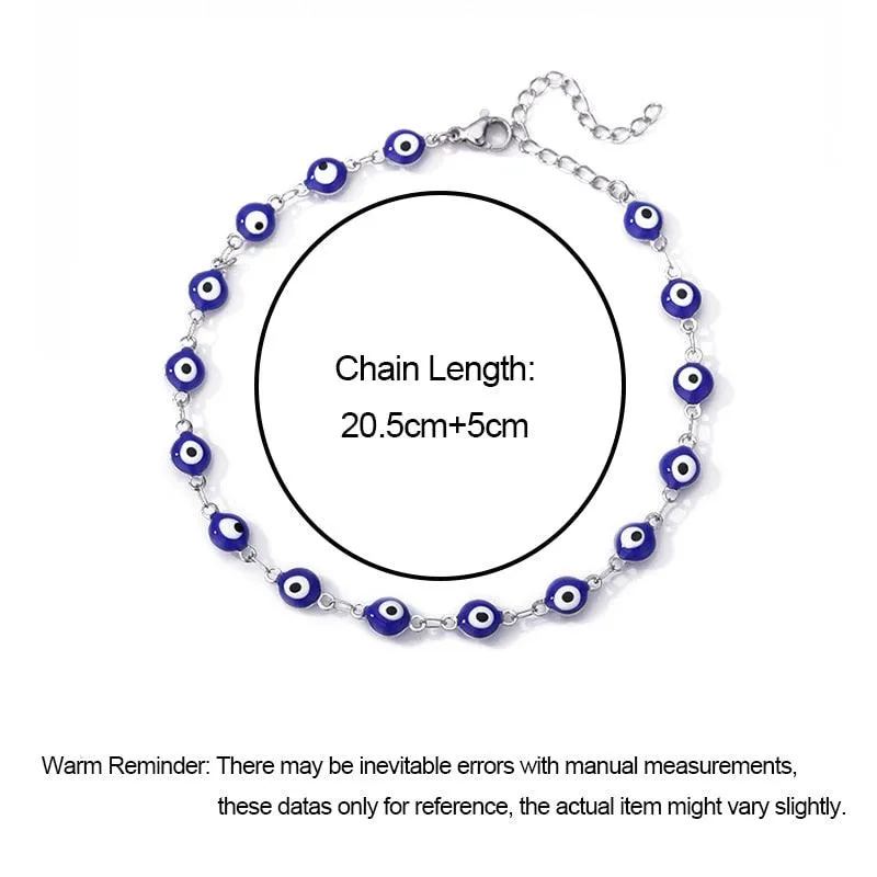 Stainless Steel Evil Eye Anklets For Women