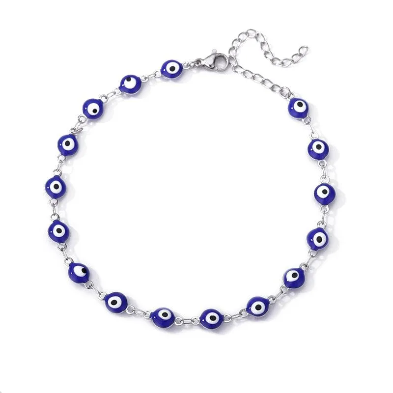 Stainless Steel Evil Eye Anklets For Women