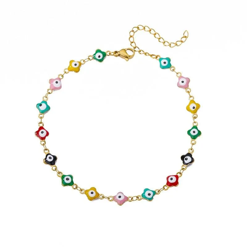 Stainless Steel Evil Eye Anklets For Women