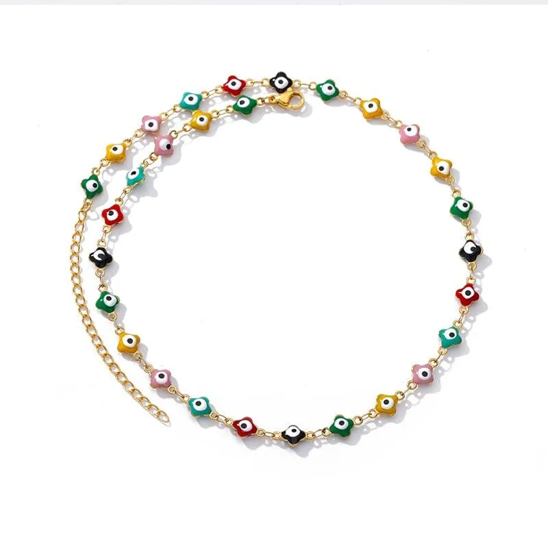 Stainless Steel Evil Eye Anklets For Women