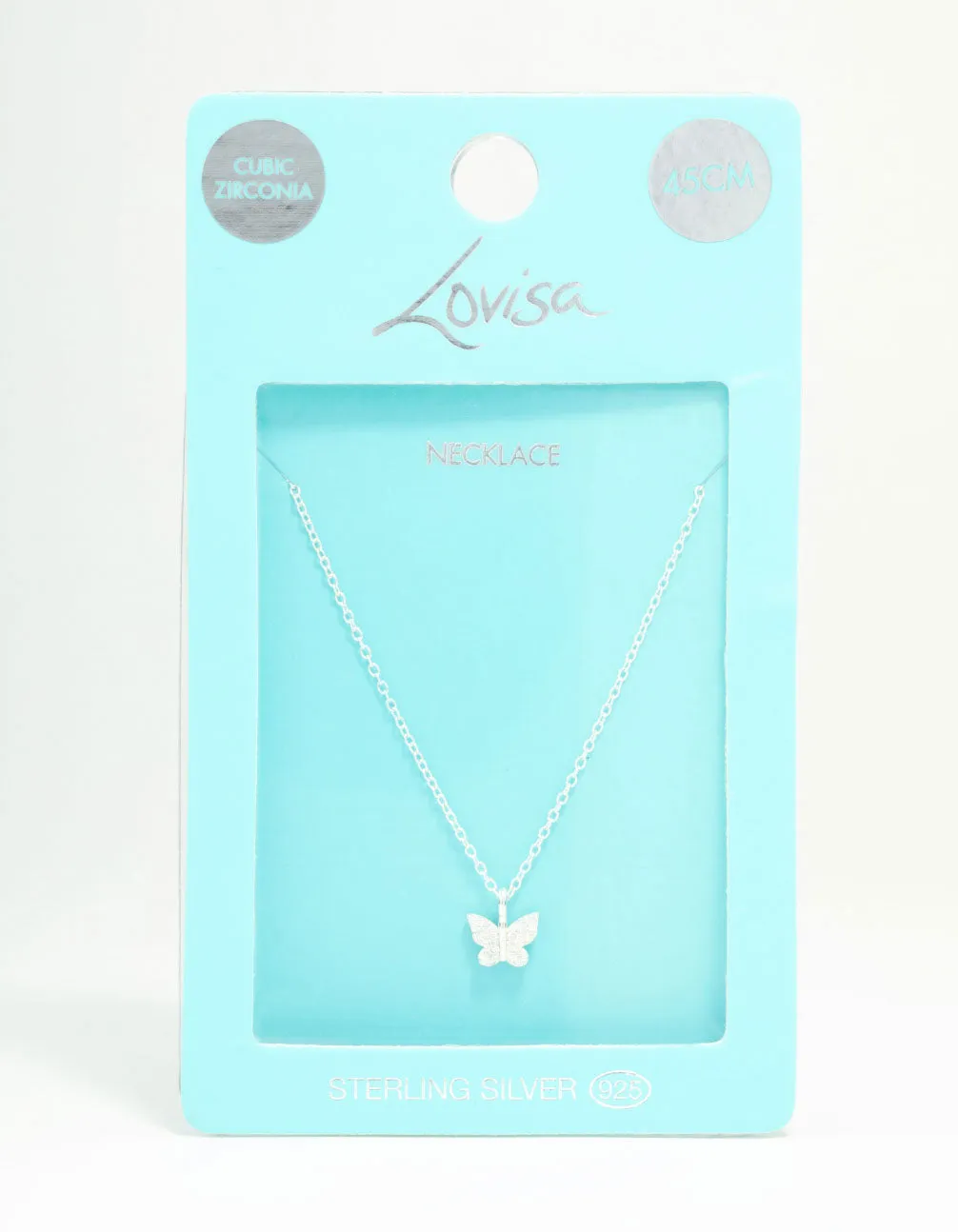 Sterling Silver Cubic Zirconia Mini Butterfly Necklace