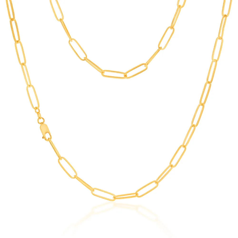 Sterling Silver Gold Plated Paperclip 110 Gauge 60cm Chain