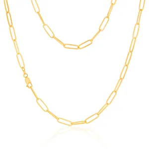 Sterling Silver Gold Plated Paperclip 110 Gauge 60cm Chain