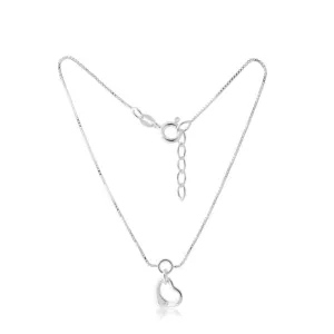 Sterling Silver Open Heart Charm 25cm Box Link Anklet