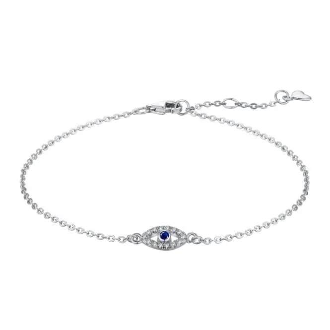 Sterling Silver Rhodium Plated Evil Eye Bracelet ERLB014