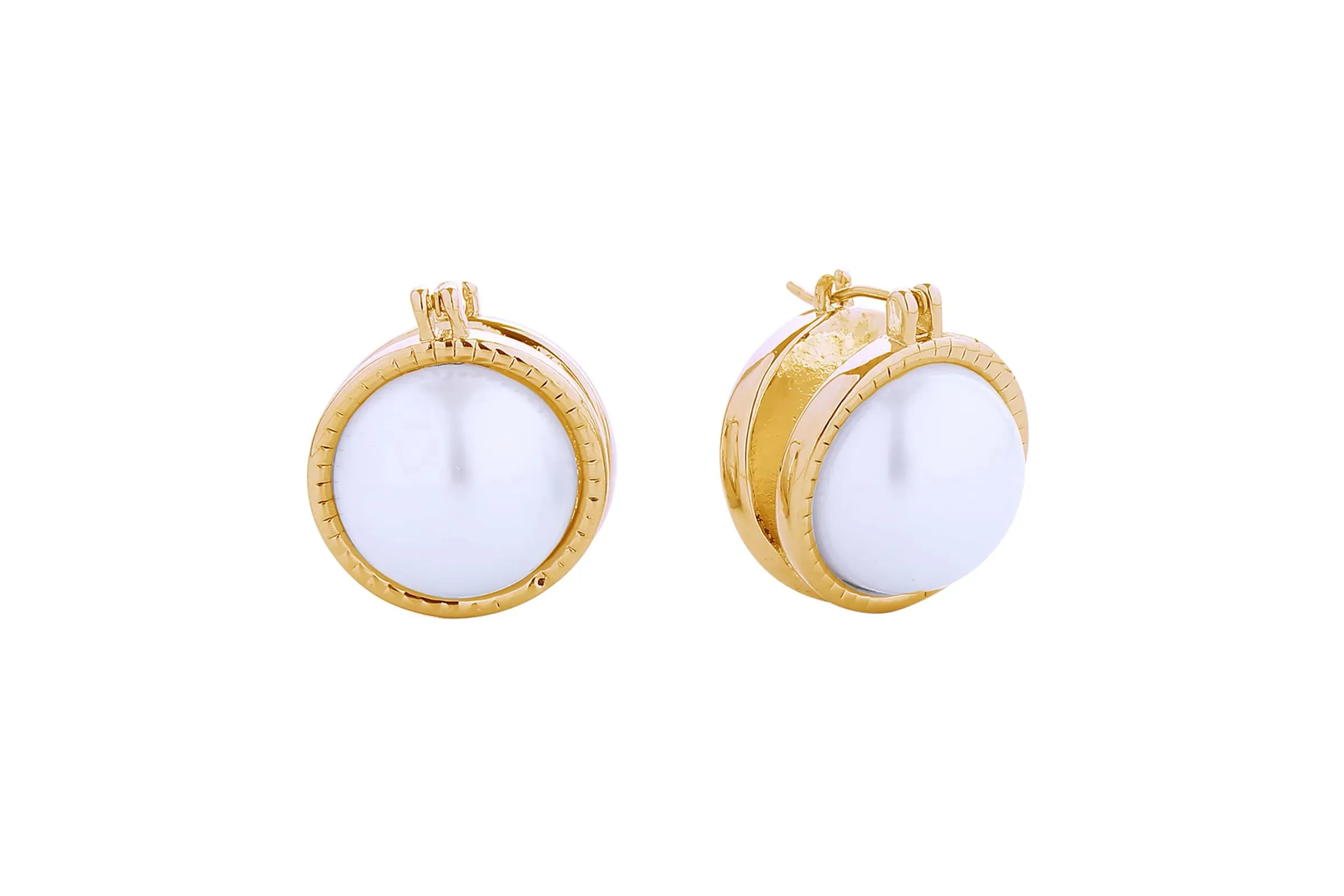 Stud 14K Small Double Pearl Earring for Women