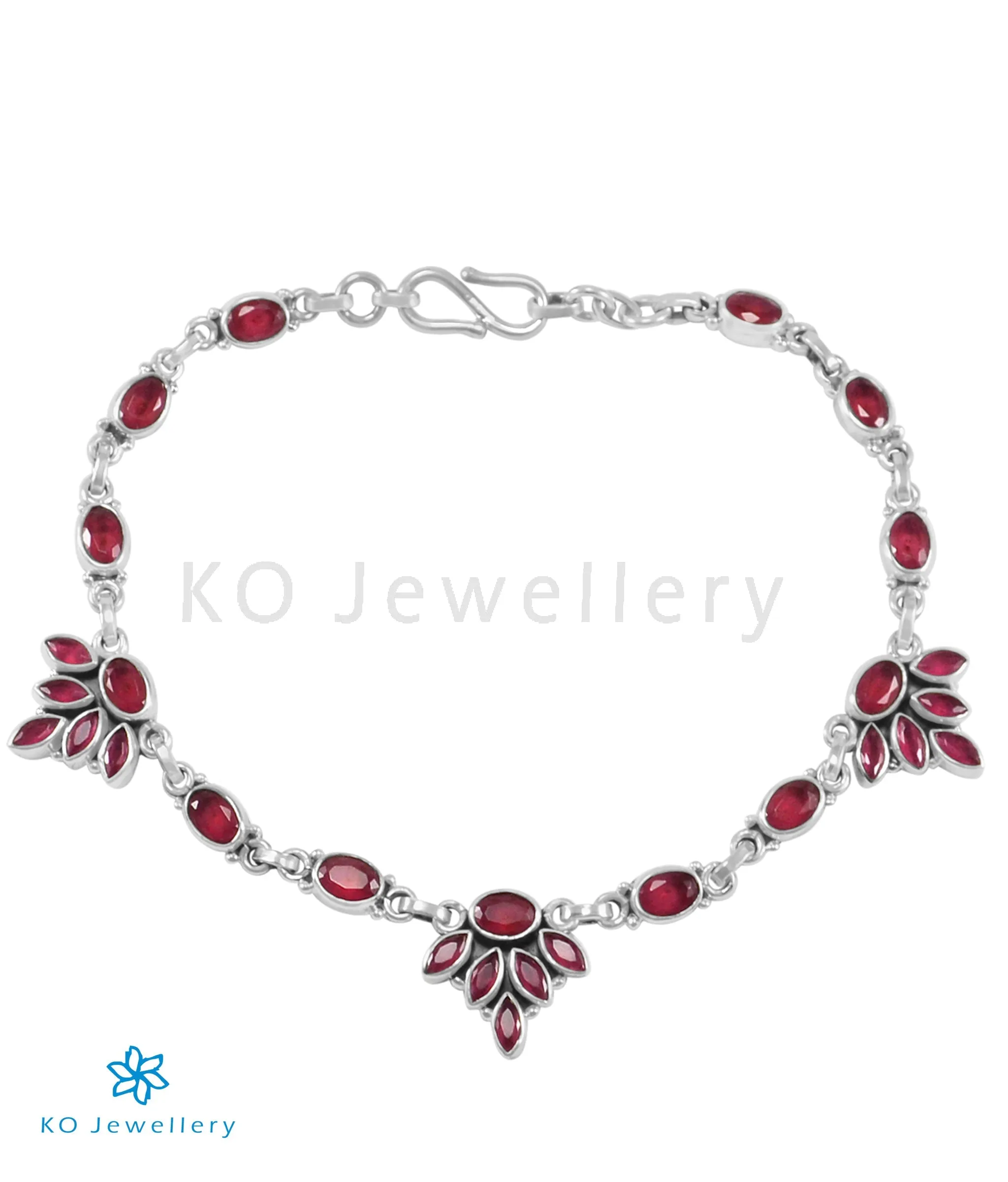 The Kamna Silver Gemstone Anklets (Red)