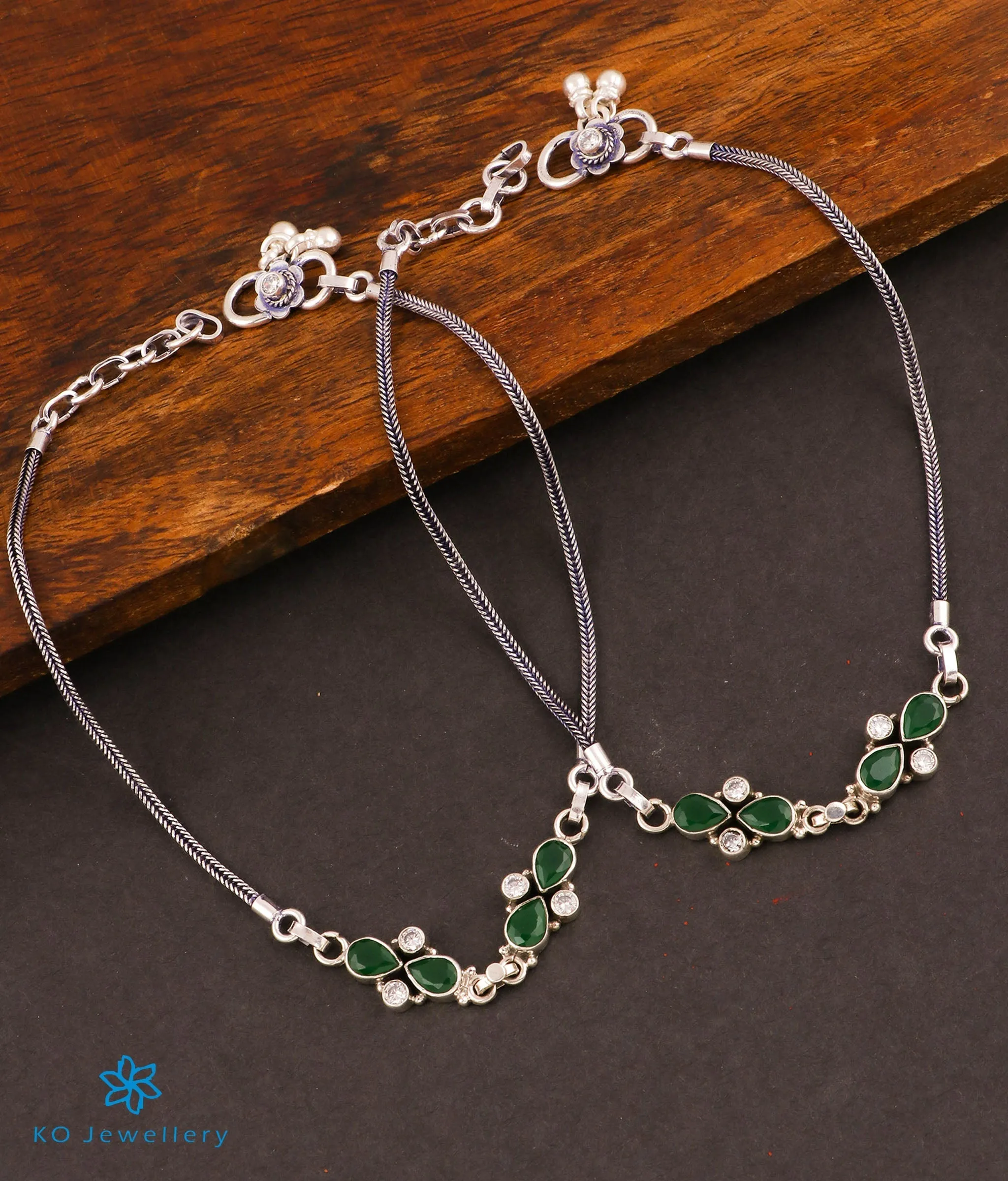 The Mira Silver Gemstone Anklets