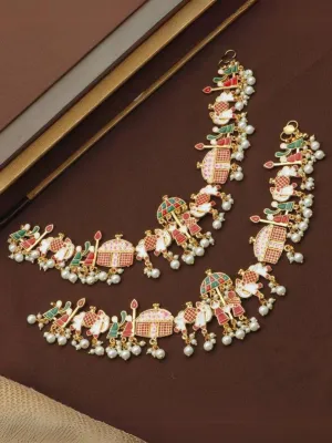 Traditional Dulhan Bridal Rajwadi Meenakari Doli Baraat Bridal Payal Brass Anklet