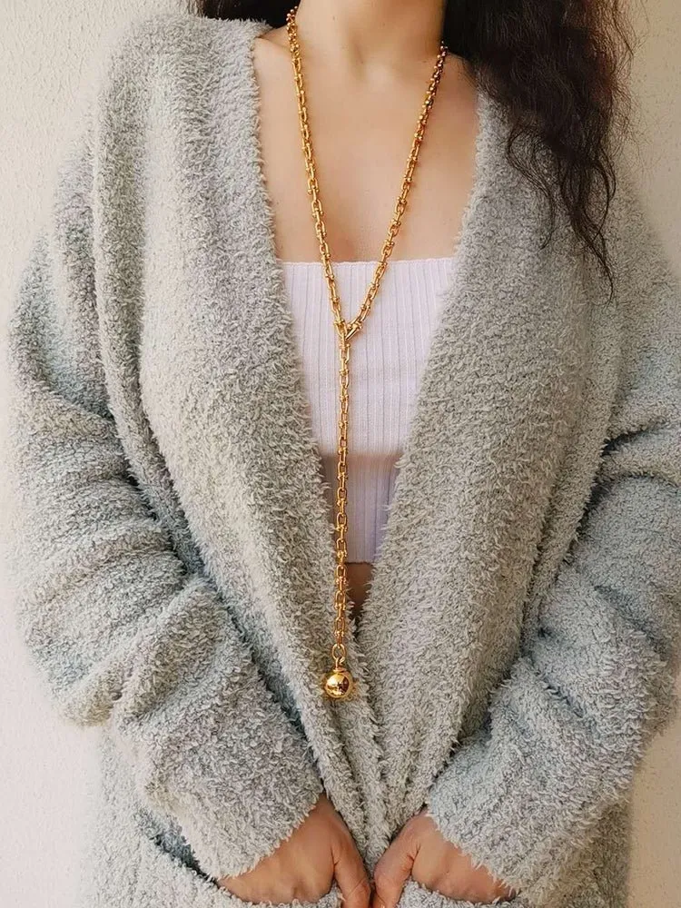 Trendy Gold Plated U-shaped Thick Chain Necklace