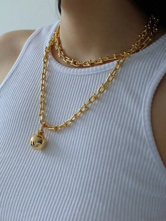 Trendy Gold Plated U-shaped Thick Chain Necklace