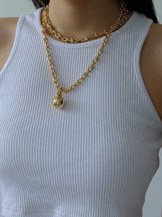 Trendy Gold Plated U-shaped Thick Chain Necklace