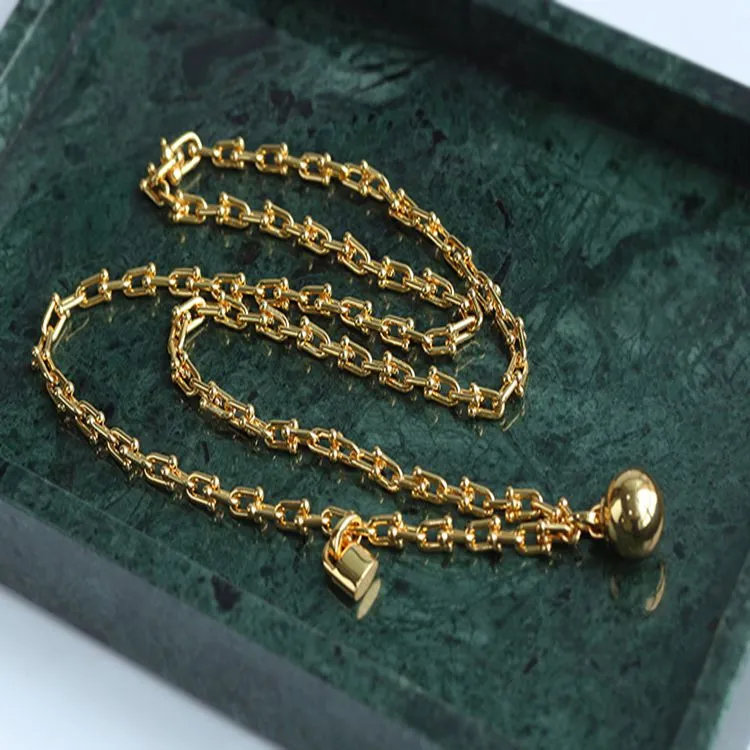 Trendy Gold Plated U-shaped Thick Chain Necklace