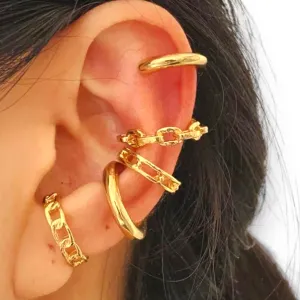 Trendy Gold Stackable Ear Cuffs Set