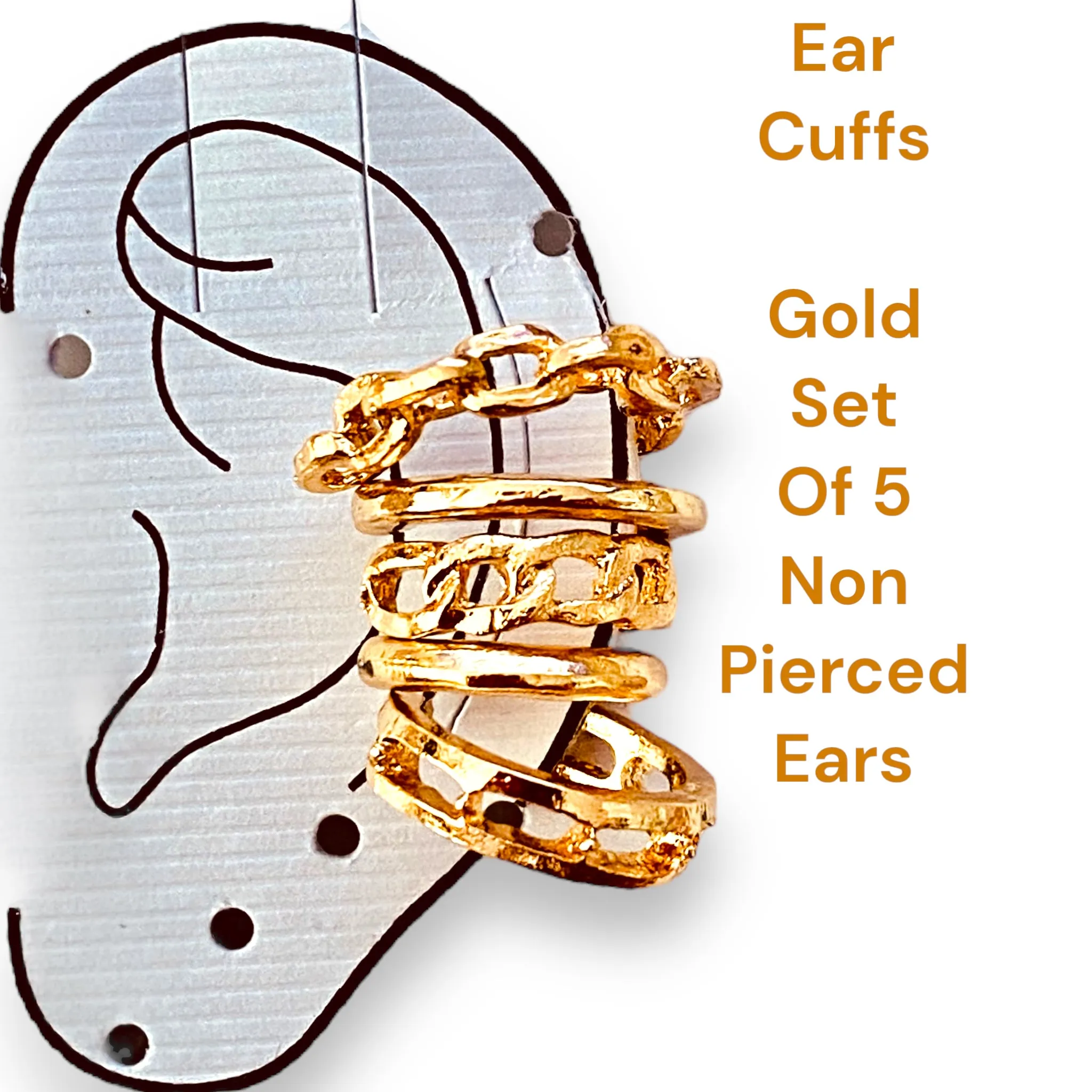 Trendy Gold Stackable Ear Cuffs Set