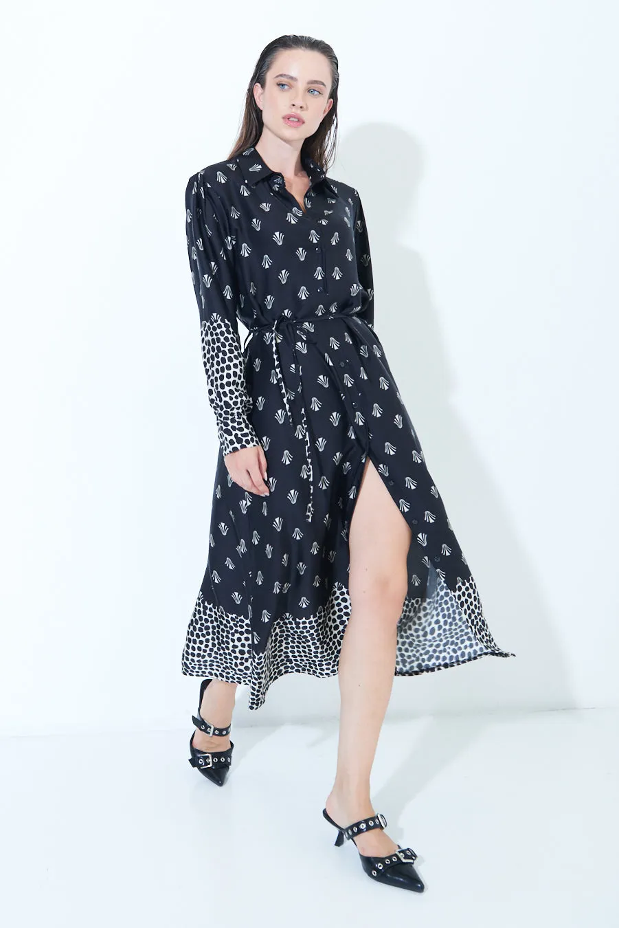 Trendy mixed print midi dress wholesale