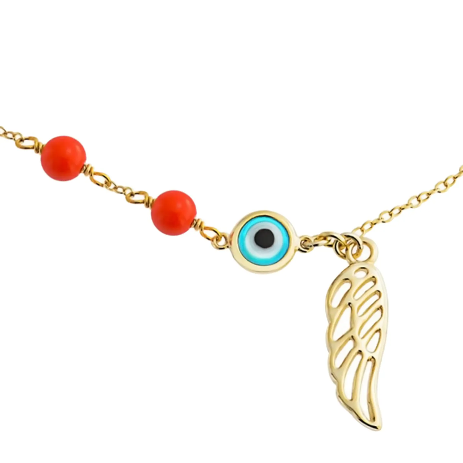 Turkish Evil Eye Anklet Ankle Bracelet 14k Gold Plated Silver 9-10 Inch