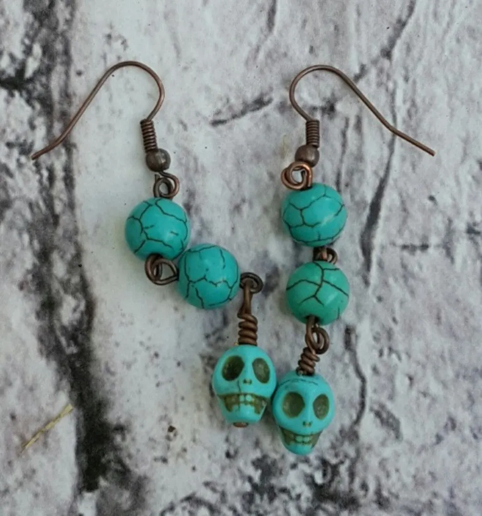 Turquoise Skull Earrings