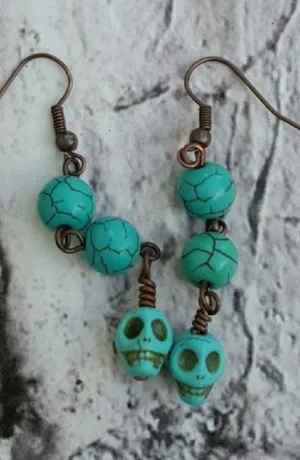 Turquoise Skull Earrings