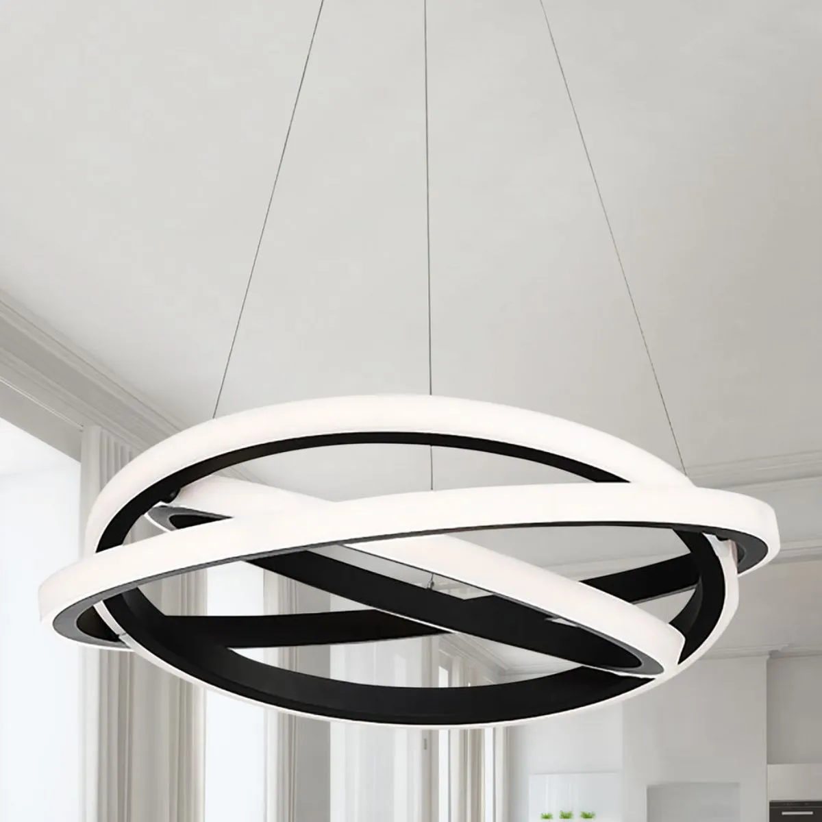 Veloce 38 in. LED Chandelier Black Finish