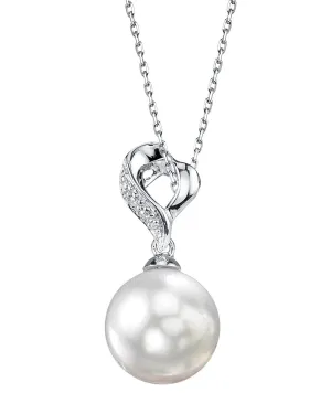 White South Sea Pearl & Diamond Yearn Pendant